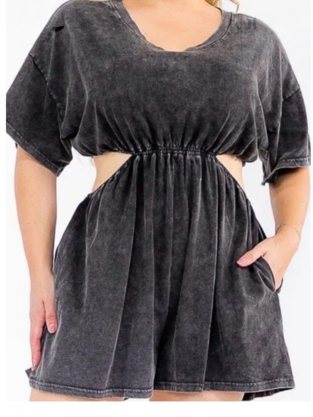 Heyson Romper with side cutouts in Washed Black NWT 2XL